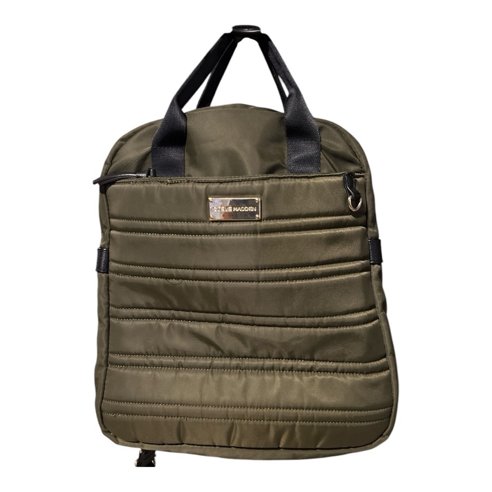 Steve Madden Olive Green and Black Nylon Backpack